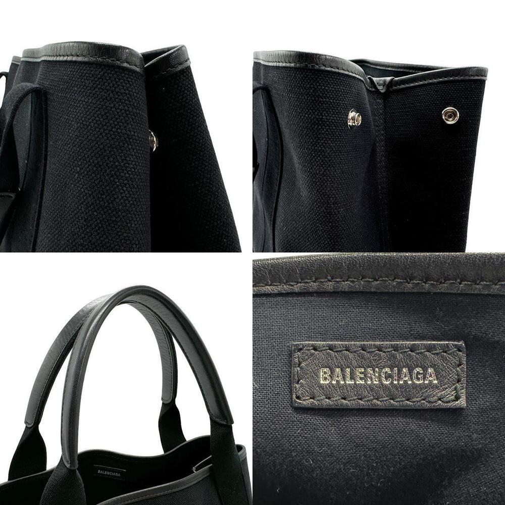 Balenciaga Navy Blue Cabas Shoulder Canvas Tote Bag Black - Picture 4 of 4